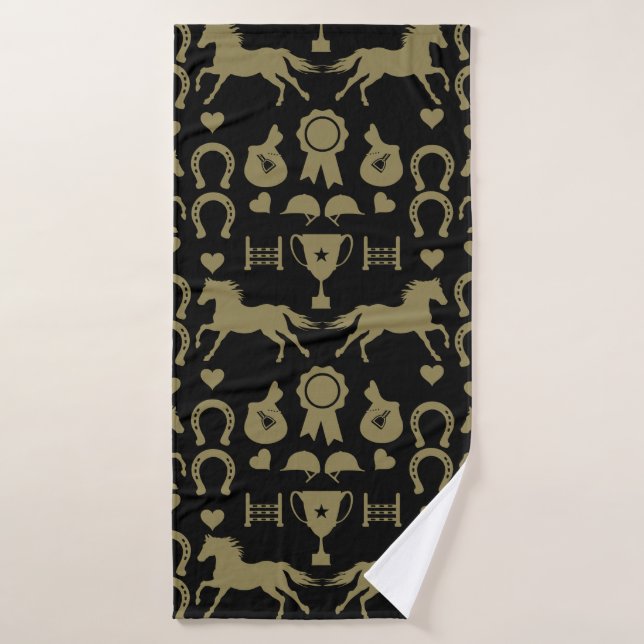 Gold Horseback Riding  Bath Towel (Bath Towel)