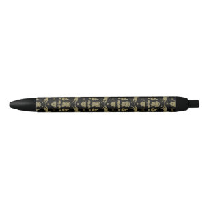 Gold Horseback Riding Black Ink Pen