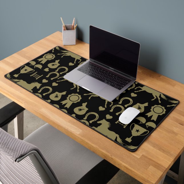 Gold Horseback Riding  Desk Mat (Office 2)