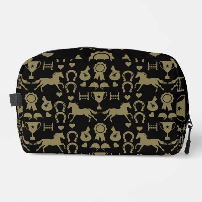 Gold Horseback Riding  Dopp Kit (Front)