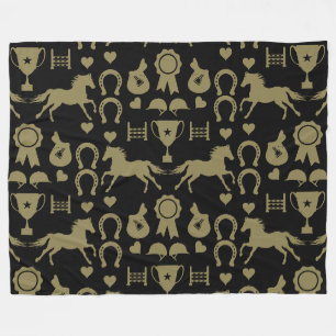 Gold Horseback Riding Fleece Blanket