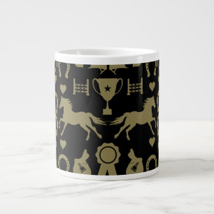 Gold Horseback Riding  Large Coffee Mug