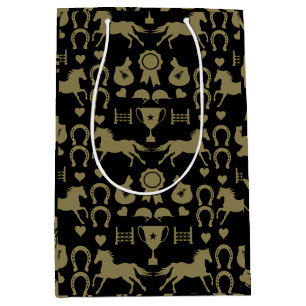 Gold Horseback Riding Medium Gift Bag