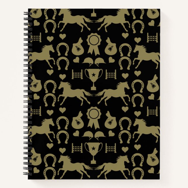 Gold Horseback Riding  Notebook (Front)