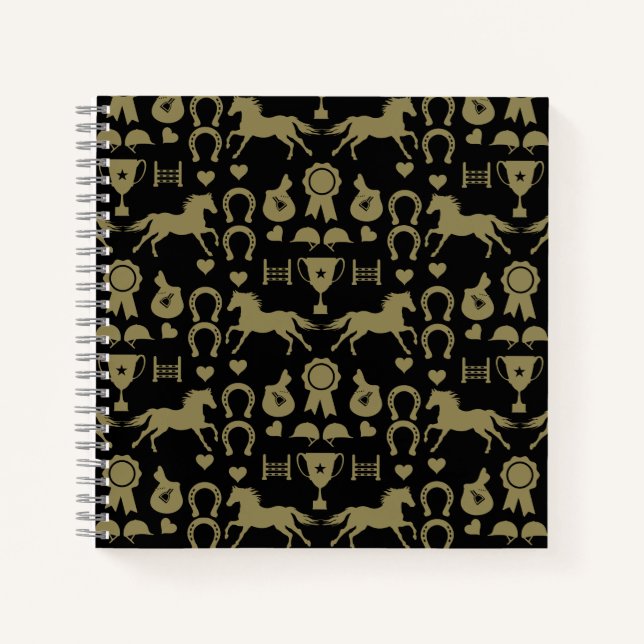 Gold Horseback Riding  Notebook (Front)