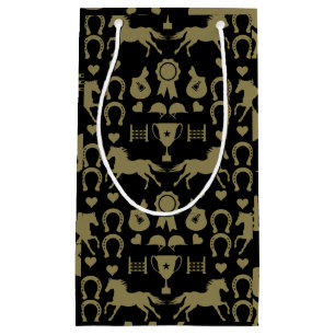 Gold Horseback Riding  Small Gift Bag