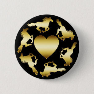 GOLD HORSES RING 6 CM ROUND BADGE