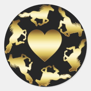 GOLD HORSES RING CLASSIC ROUND STICKER