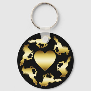 GOLD HORSES RING KEY RING