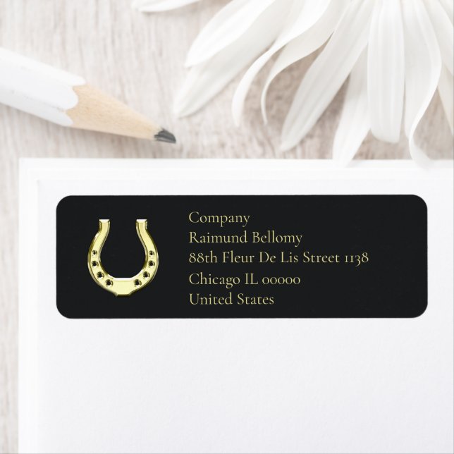 Gold Horseshoe Return Address Label (Insitu)