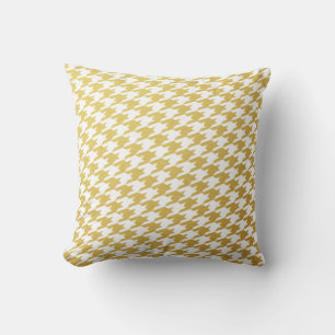 Gold Houndstooth Pattern Throw Pillow