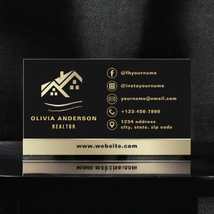 Gold House Black Real Estate Realtor Modern Business Card