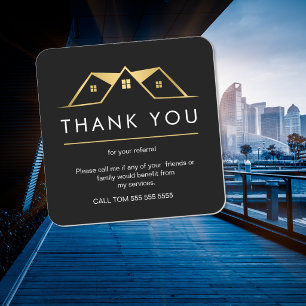gold house Referral Real Estate Thank You business Square Sticker
