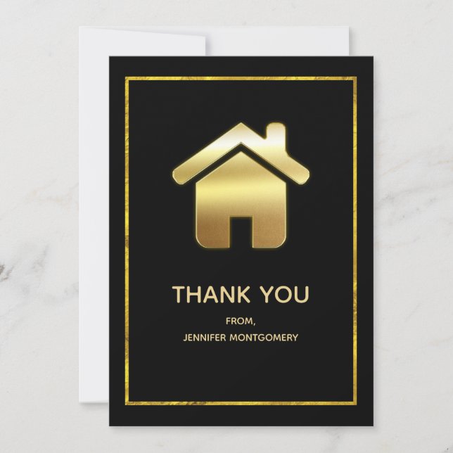 Gold House Symbol Real Estate Design Thank You (Front)