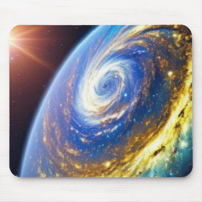 Gold Hurricane on a Planet Mousepad (Front)