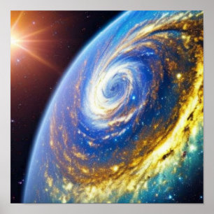 Gold Hurricane on a Planet Poster
