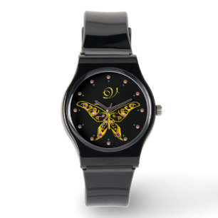 GOLD HYPER BUTTERFLY WITH GEMSTONES Monogram Black Watch