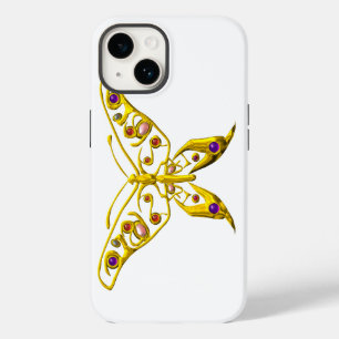 GOLD HYPER BUTTERFLY WITH GEMSTONES White iPhone 14 Case