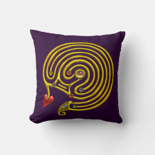 GOLD HYPER LABYRINTH ,Yellow Purple Cushion