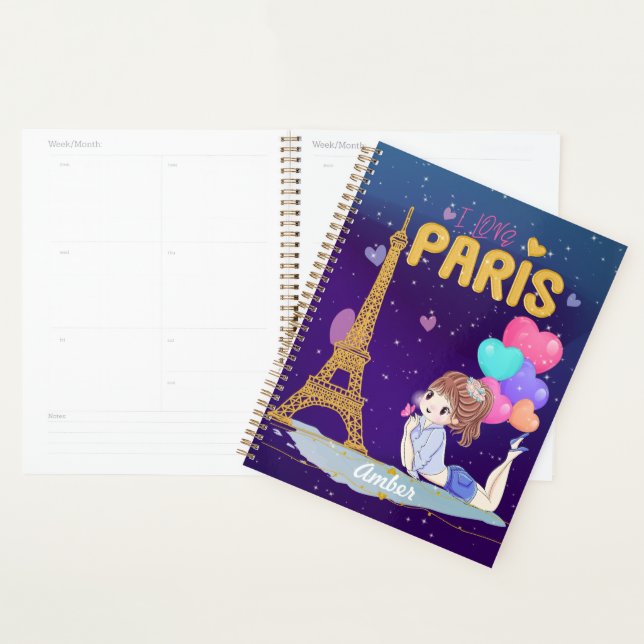 Gold I Love Paris Eiffel Tower          Planner (Display)