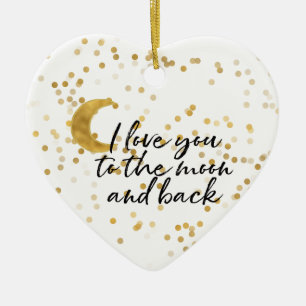Gold I love you to the moon Ceramic Tree Decoration
