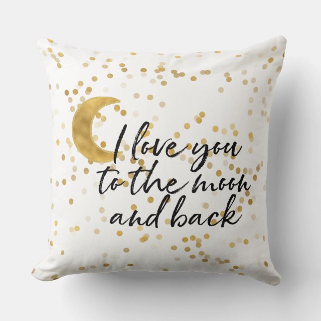 Gold I love you to the moon confetti Cushion (Front)