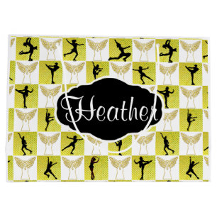 GOLD ICE SKATING ANGEL CUSTOM CHRISTMAS GIFT BAG