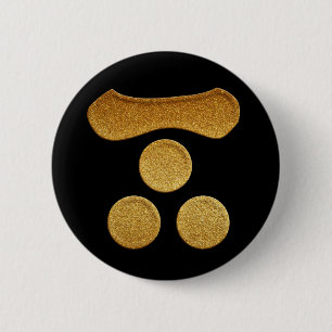 Gold Ichimonji Mitsuboshi Kamon 6 Cm Round Badge
