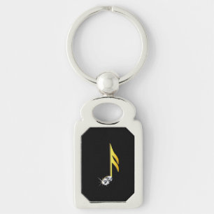Gold Icon of a Musical Note 1/16 Key Ring
