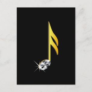 Gold Icon of a Musical Note 1/16 Postcard