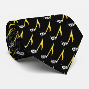Gold Icon of a Musical Note 1/8 pattern Tie