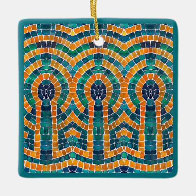 GOLD ICONS MOSAIC Ceramic Square Ornament (Front)