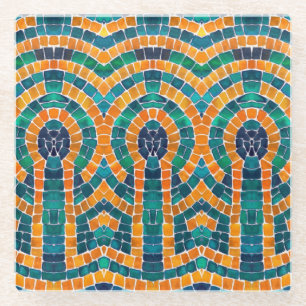 GOLD ICONS MOSAIC Glass Beverage Coaster
