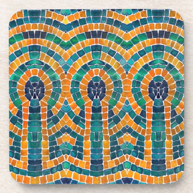 GOLD ICONS MOSAIC Hard Plastic Coasters (Front)