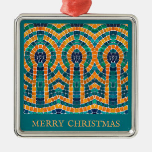 GOLD ICONS MOSAIC Premium Square Ornament + Text