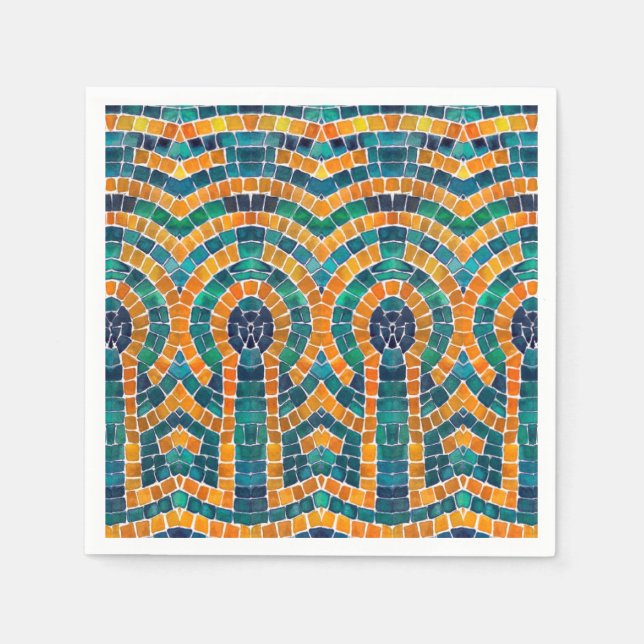 GOLD ICONS MOSAIC Standard Cocktail Paper Napkins (Front)