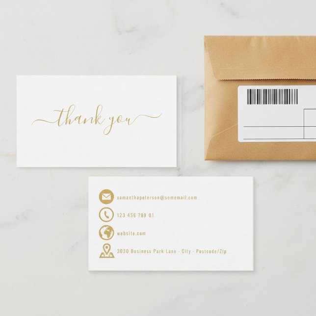 Gold icons simple white thank you enclosure card (Gold icons simple white thank you enclosure card.)