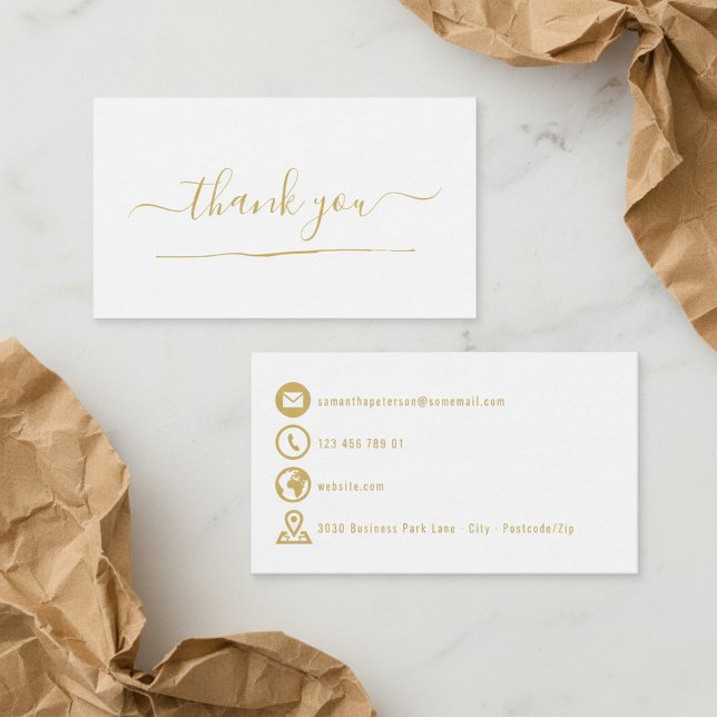 Gold icons white thank you enclosure card (Gold icons white thank you enclosure card.)