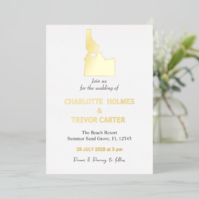 Gold Idaho State Map Wedding Gold (Standing Front)