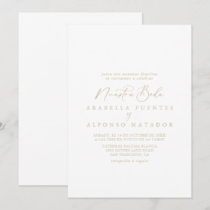 Gold Idyllic Calligraphy Nuestra Boda Wedding   Invitation
