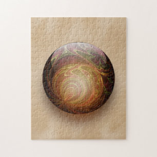 Gold Illuminated Spherical Gem Abstract Jigsaw Puzzle