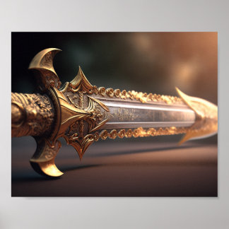 Gold Illuminated Sword Poster