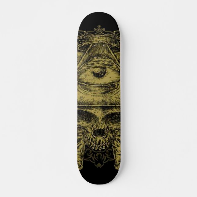 Gold Illuminati Skull Variant Popsicle Deck Skateboard (Front)