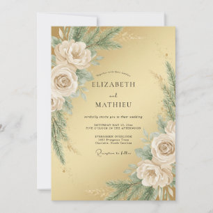 Gold Illustrious Winter Wedding Invitation