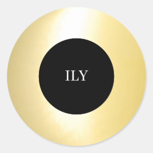 Gold "ILY" Classic Round Sticker