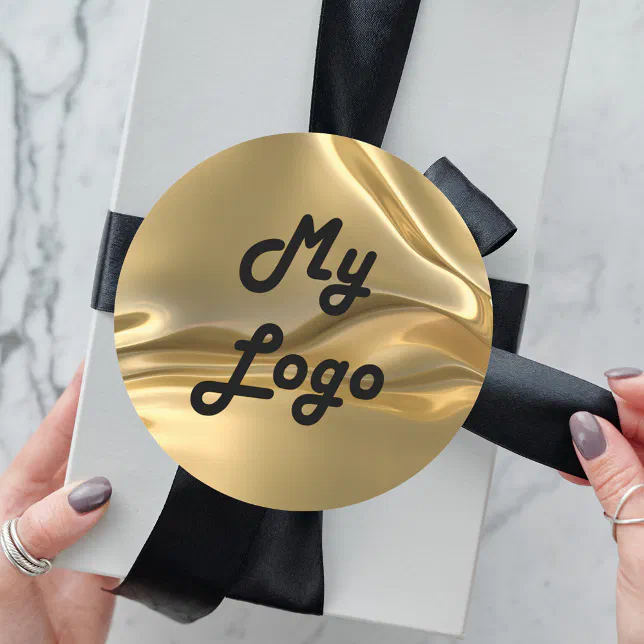 Gold image business logo classic round sticker | Zazzle