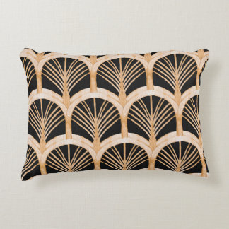Gold imitation: watercolor art deco. decorative cushion