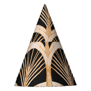 Gold imitation: watercolor art deco. party hat