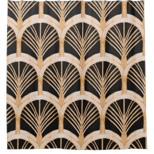 Gold imitation: watercolor art deco. shower curtain