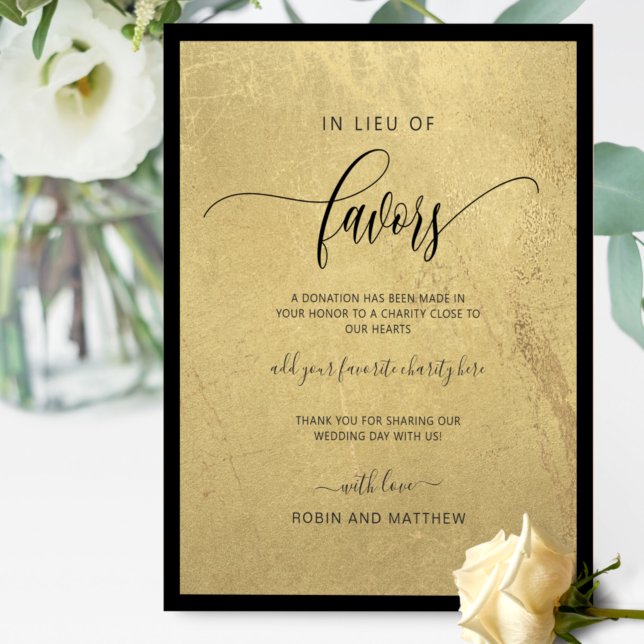 Gold In Lieu of Favors Wedding Charity Favors Sign (Creator Uploaded)